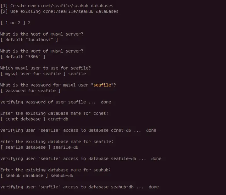 Database Configuration for Seafile