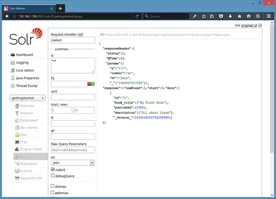 Execute a query in Solr.