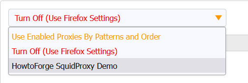 Enable SquidProxy on FoxyProxy