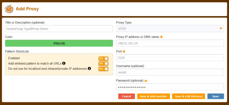 FoxyProxy Add URL