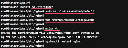 Configure Taiga Nginx Virtual Host