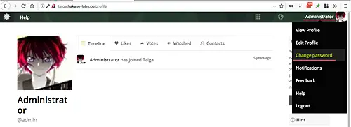 Change administrator password