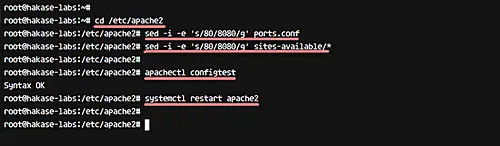 Reconfigure apache for different port