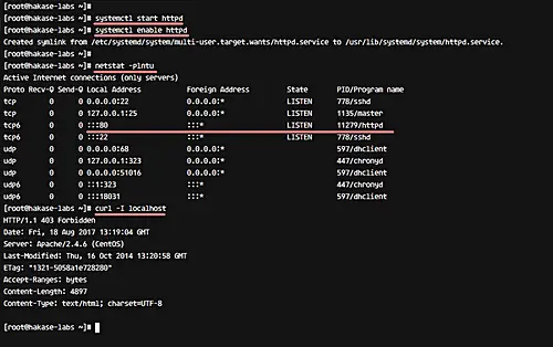 Install and test apache http server