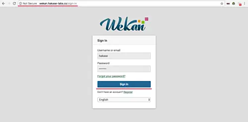 Wekan sign in