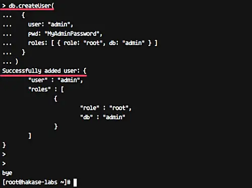 Configure MongoDB user