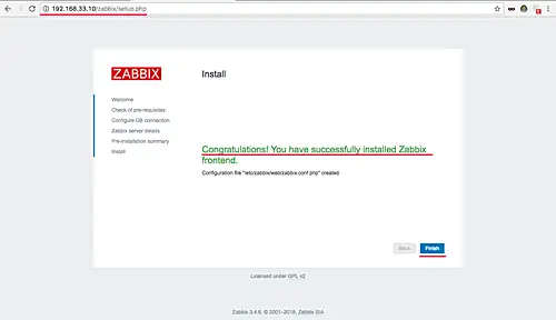 Zabbix successfully installed