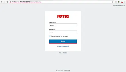 Login to zabbix