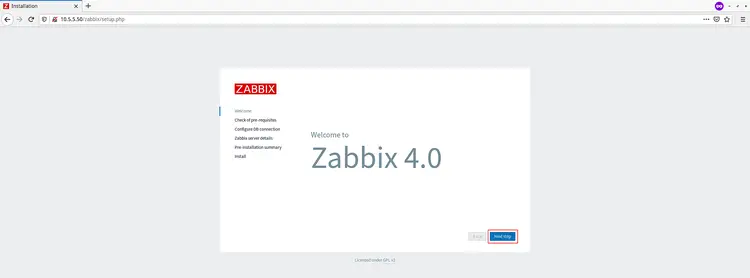 Zabbix web installer