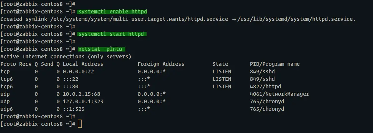 Systemctl start. Centos 8.