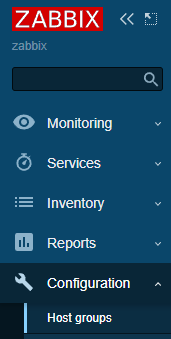 Zabbix Host group menu