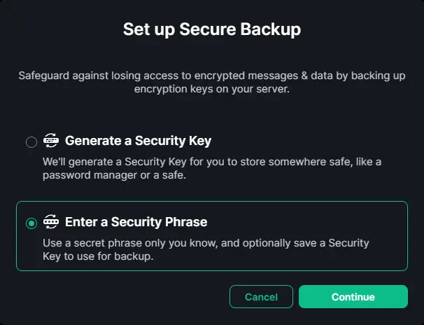 Matrix Secure Backup