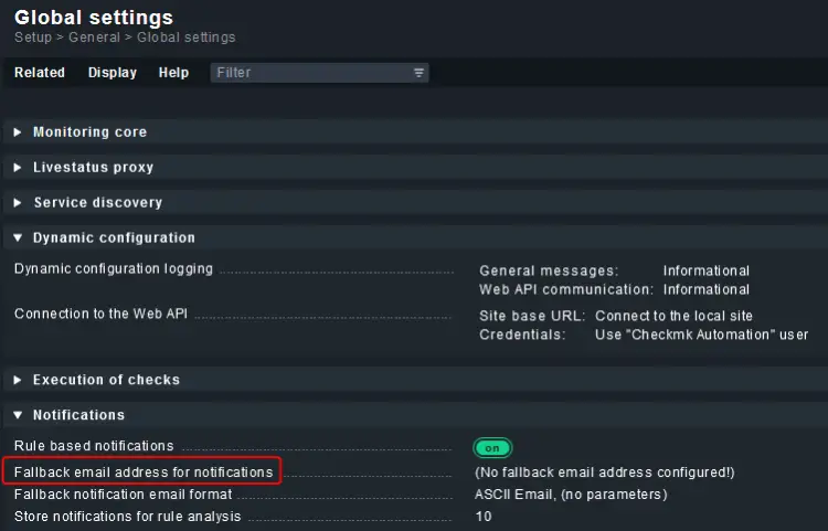 Checkmk Global Settings Fallback Email Id