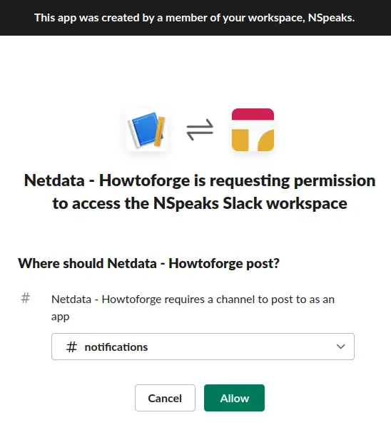 Add Slack App to WorkSpace