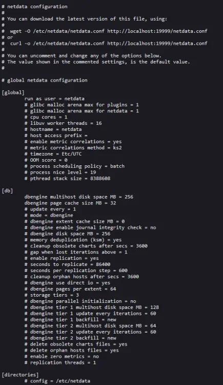 Netdata Configuration File in Browser