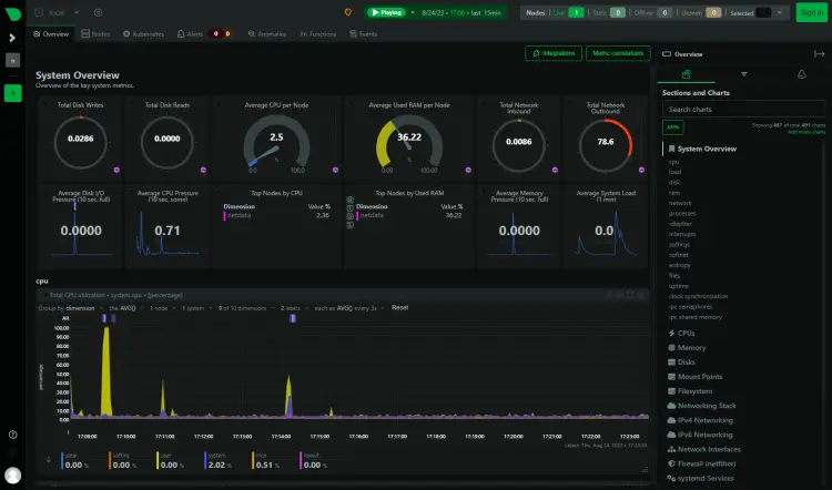 Netdata Dashboard First Time