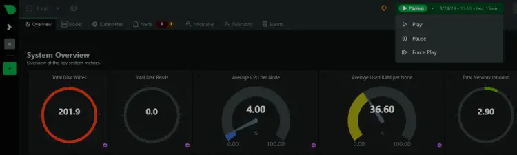 Netdata Play/Pause Button