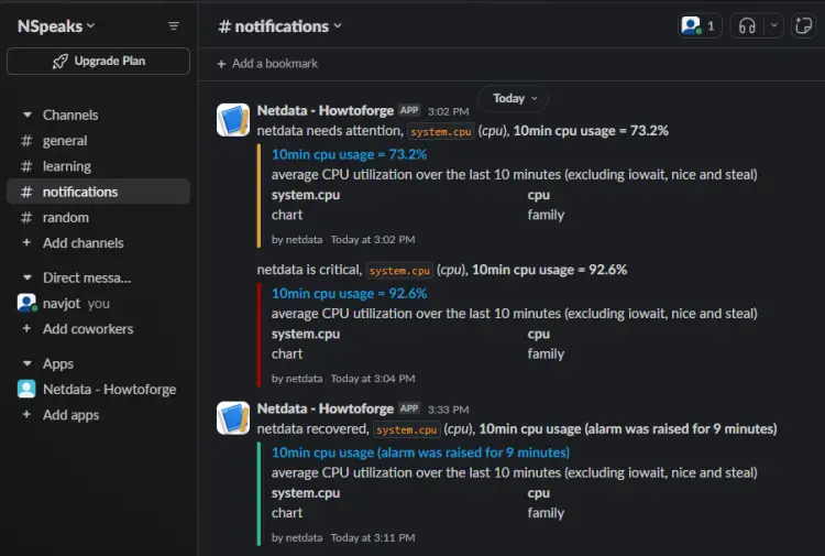 Slack CPU Usage Notifications