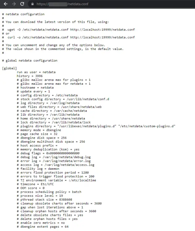 Netdata Configuration File in Browser