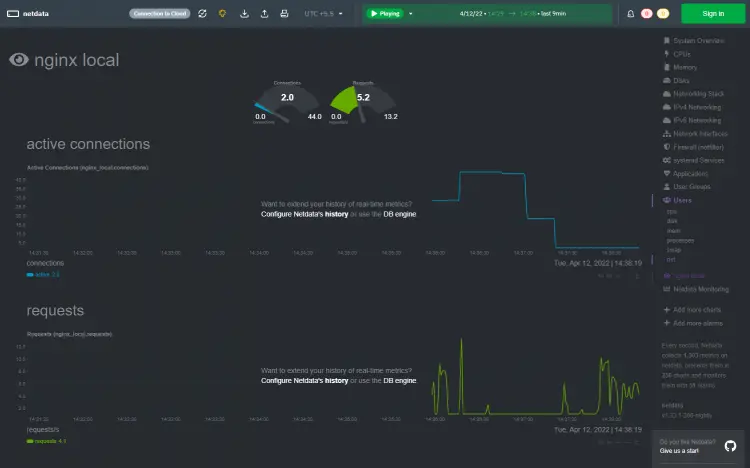 Netdata Nginx Connection Details