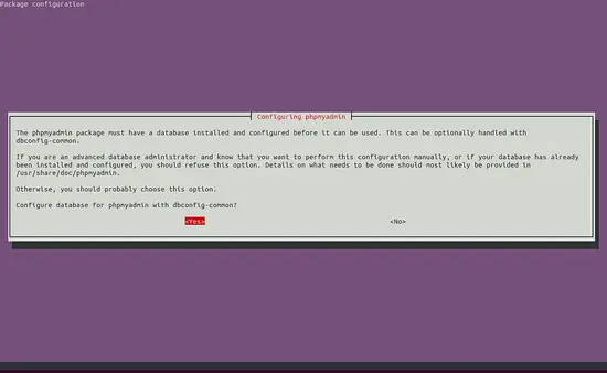 Configure database with dbconfig common