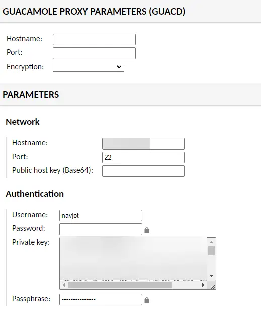 Guacamole SSH Parameters