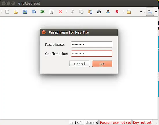 Passphrase for key file