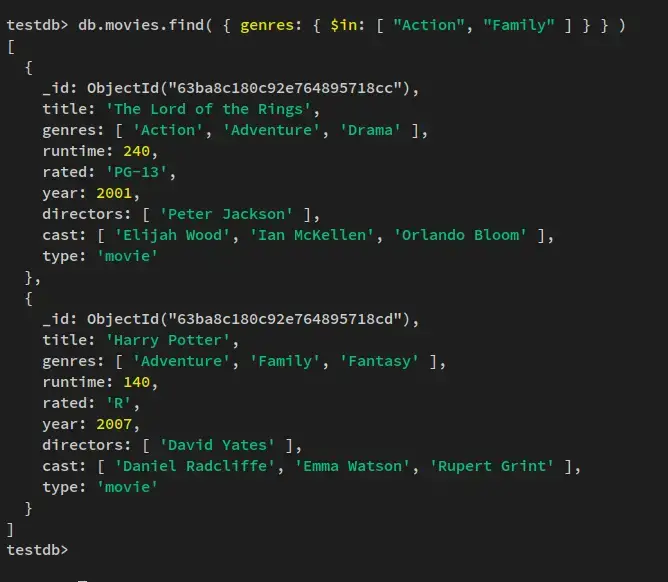 query with in