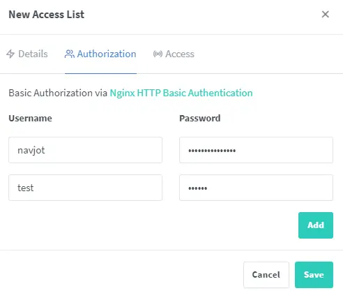 Nginx Proxy Manager Authorization Setting