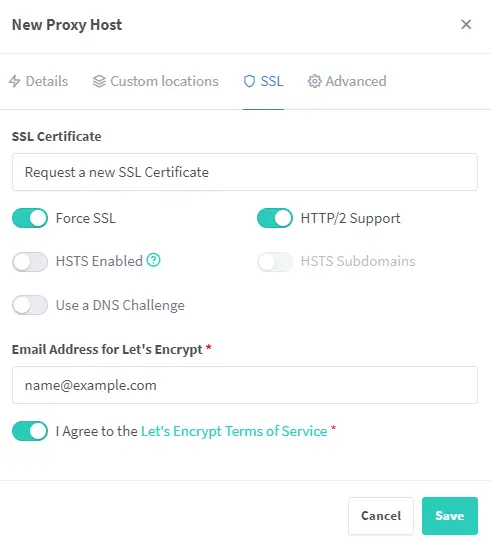 Nginx Proxy Manager Configure SSL