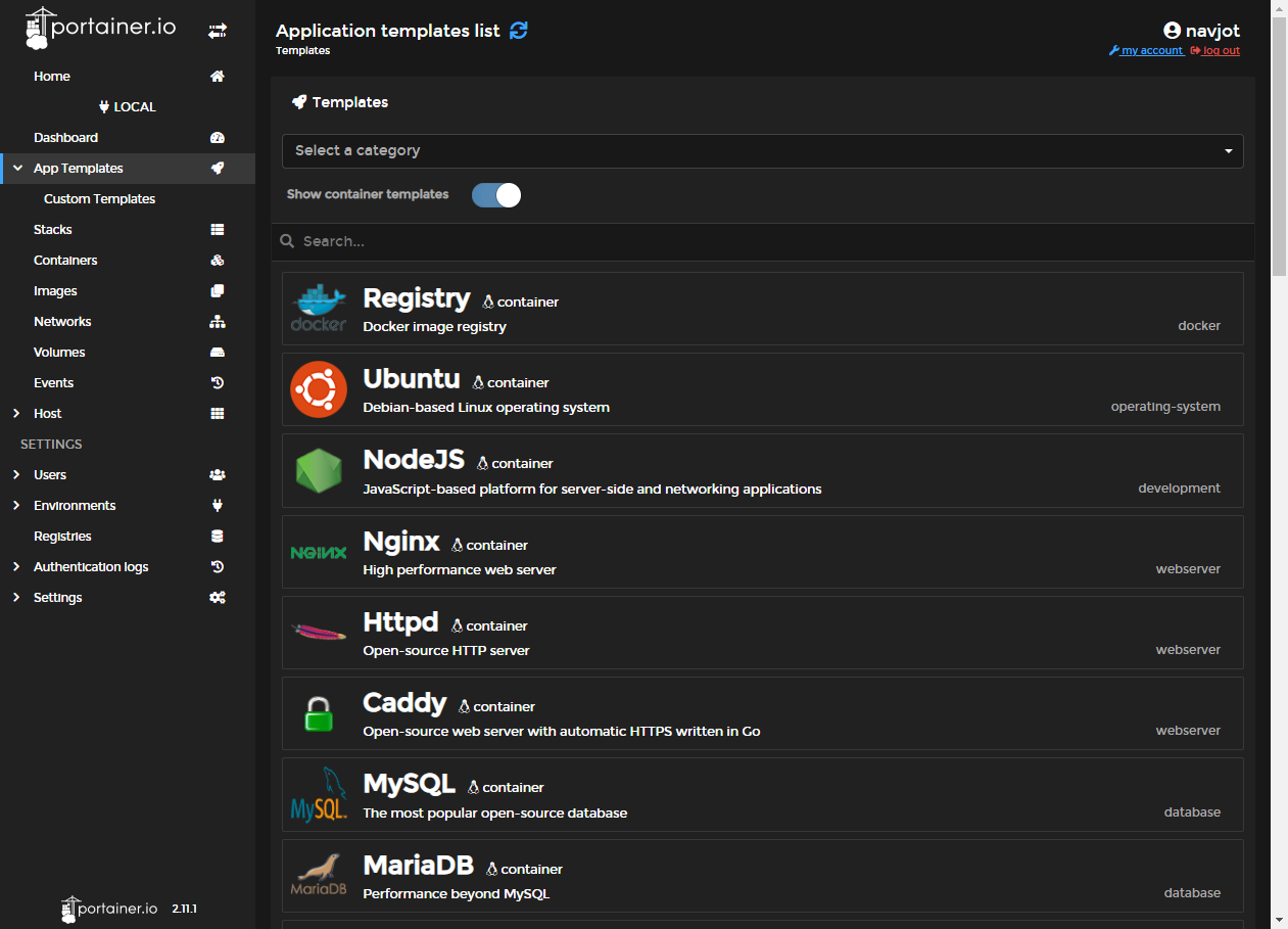 Portainer App Template