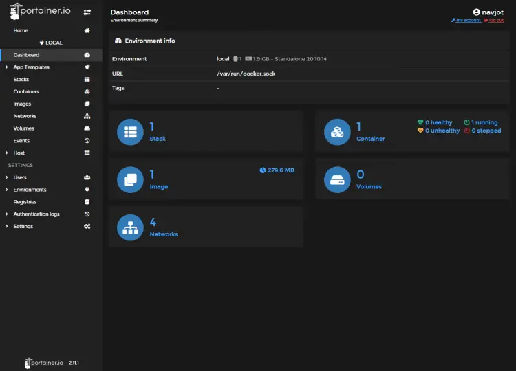 Portainer Environment Homepage