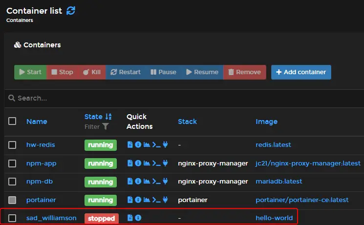 Portainer Hello World Container
