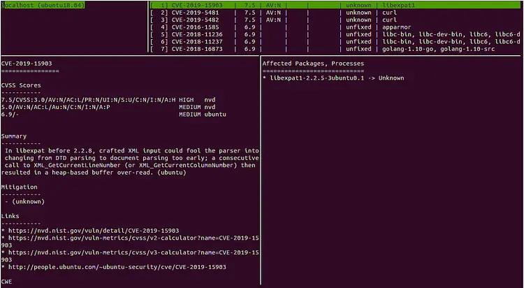 Vuls security scanner