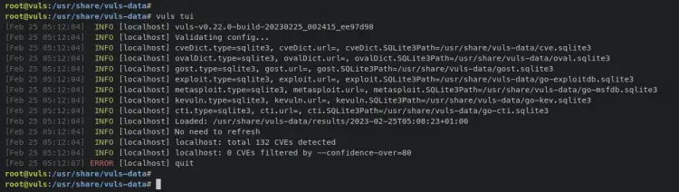 vuls tui output