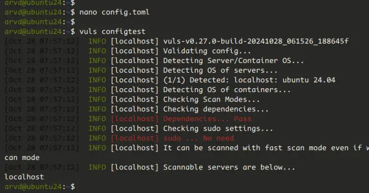check configuration