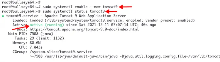 Enable Apache Tomcat9 service