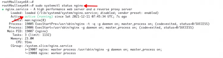 Verify Nginx service status