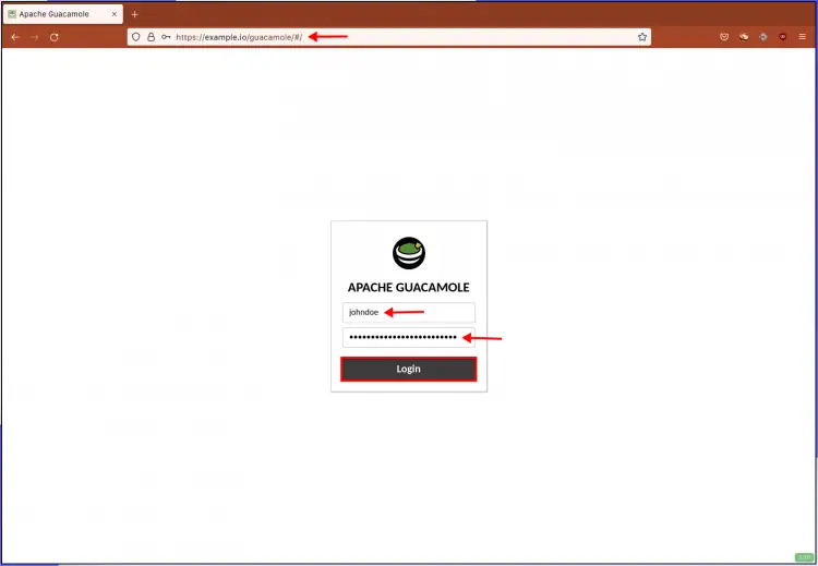 Apache Guacamole Login Page