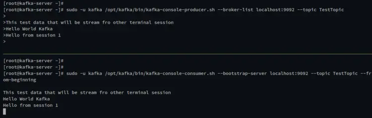 stream data with kafka console consumer and producer
