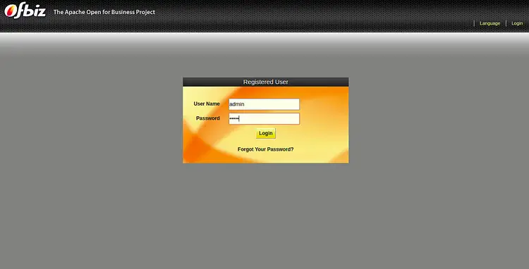 ofbiz login
