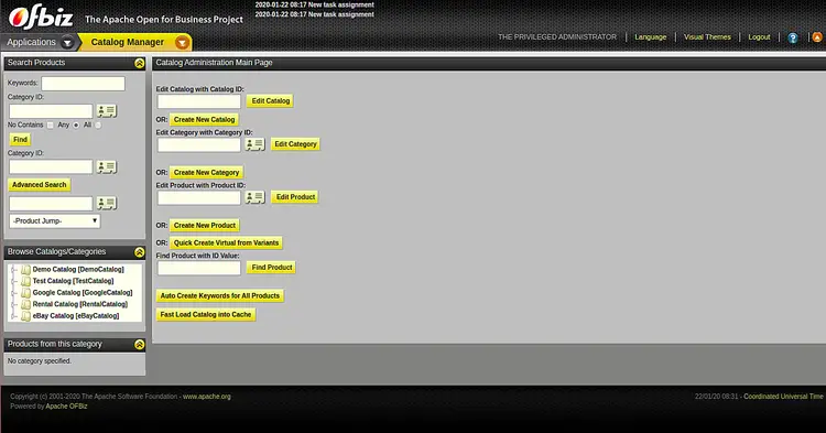 OFBiz Catalog manager