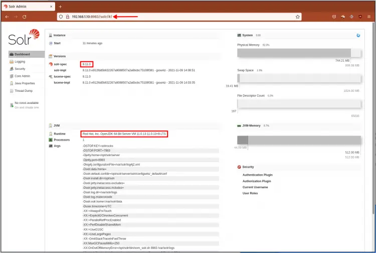 Solr Dashboard