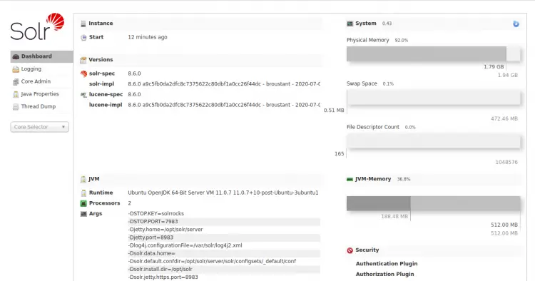 Apache Solr Dashboard