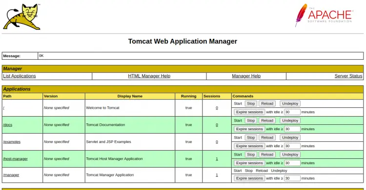 Tomcat Dashboard