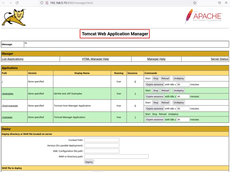 tomcat web application manager