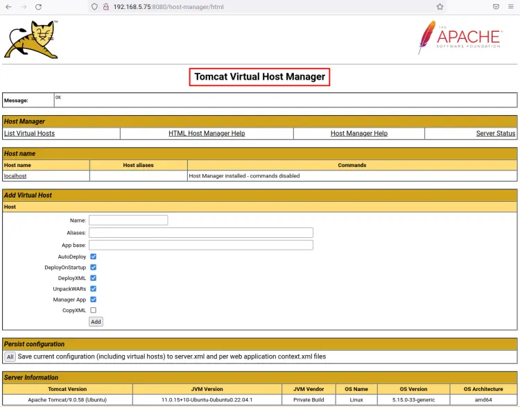 tomcat virtual host manager