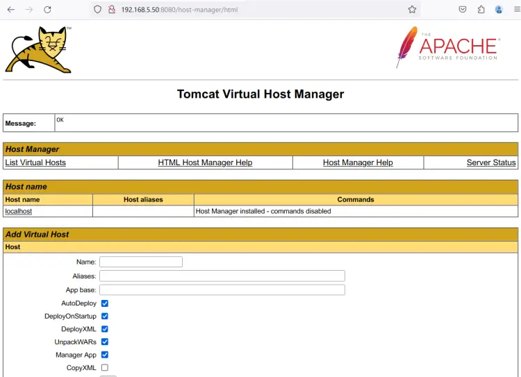 tomcat host manager