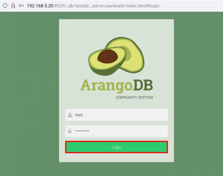 login to arangodb