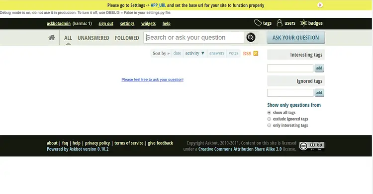 Ask questions in Askbot